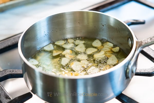 frying garlic for steakhouse seasoning chili crunch