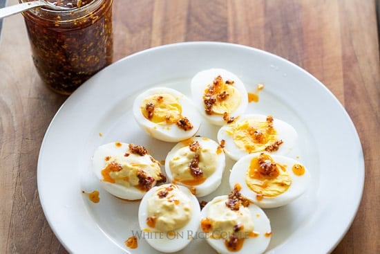 deviled eggs on plate 
