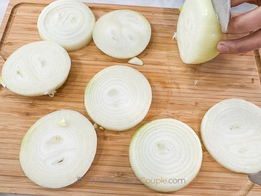 thick sliced onions