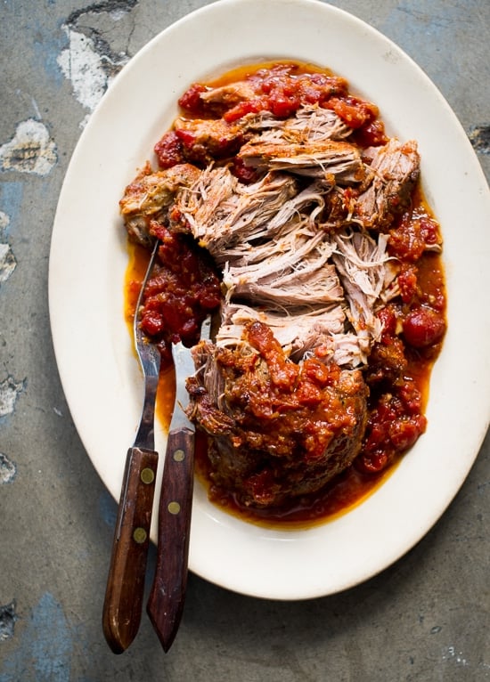 Chinese slow shop cooked pork shoulder