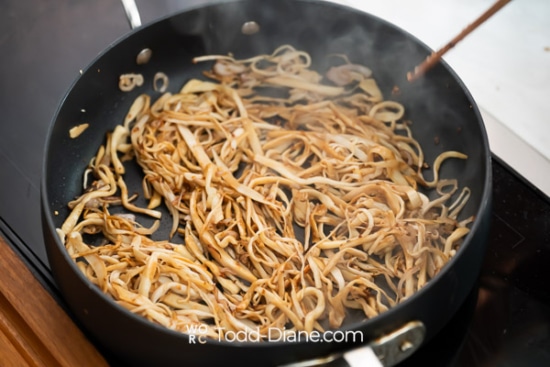 darker noodles from sauce