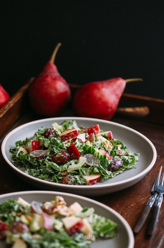 Pear Waldorf Salad on a plate