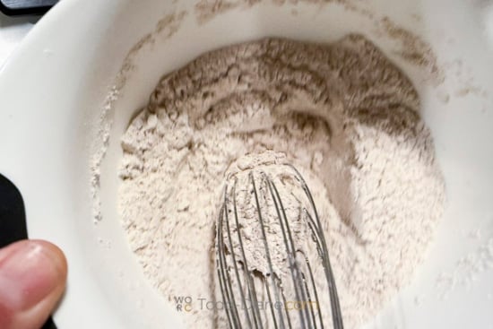 whisking flour mixture