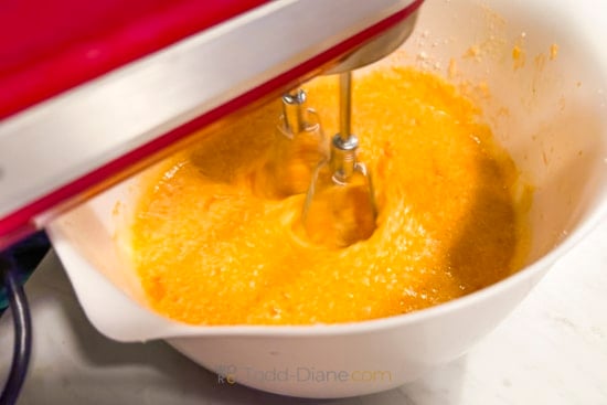 mixing persimmon bread batter