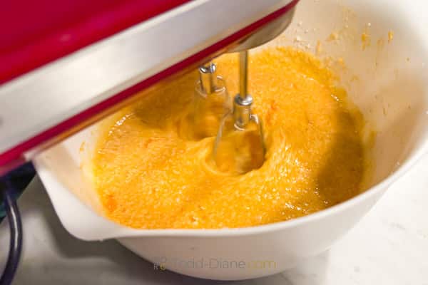 mixing persimmon bread batter
