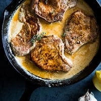 Juicy Tender Pork Chops in Milk and Dijon Mustard Sauce. Pork chops never tasted this good. | @whiteonrice