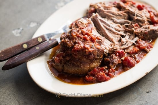 shredded pulled pork on plate