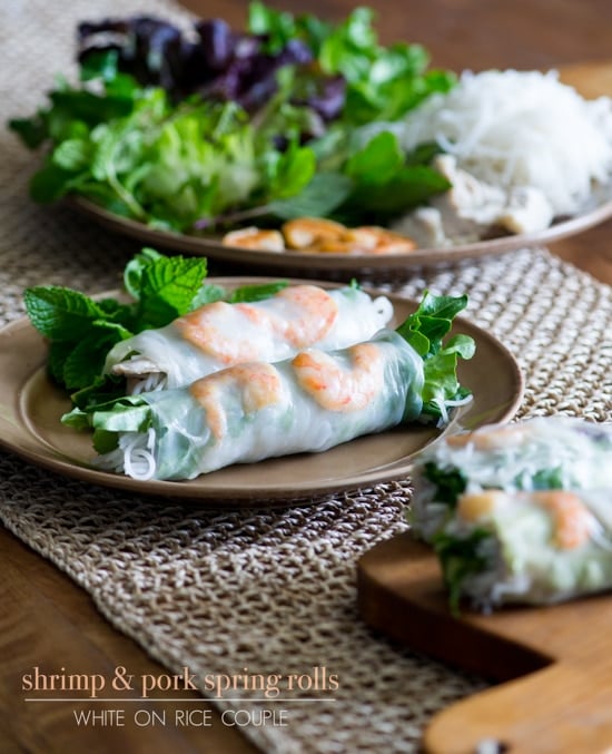 Vietnamese Fresh Spring Rolls on a plate