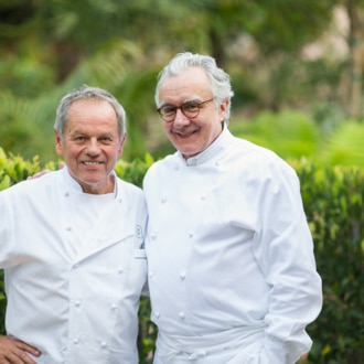 Chef Wolfgang Puck and Chef Alain Ducasse from White On Rice Couple
