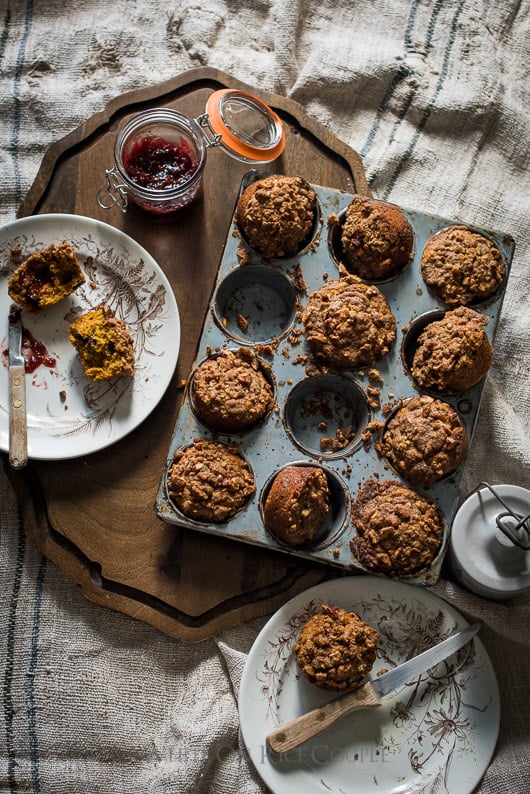 Pumpkin Spice Muffin Recipe with Crumb Topping in muffin tin