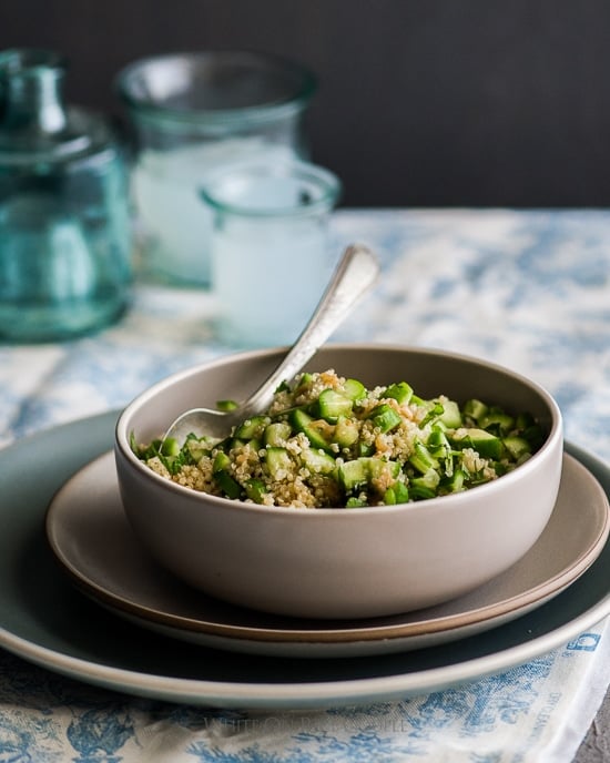 Easy Quinoa Salad Recipe with Cucumber, Mint in a bowl