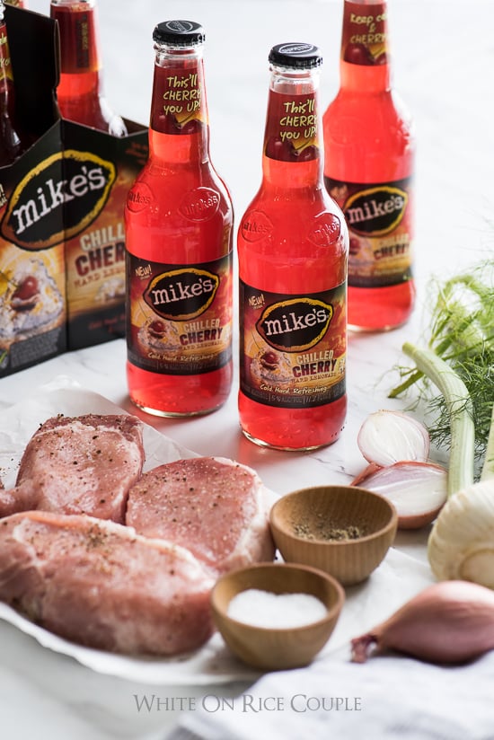 Fennel and Shallot Braised Pork Chops with mike's chilled cherry lemonade | @whiteonrice