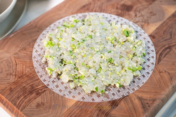 filling over rice paper