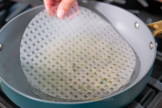dry rice paper on top