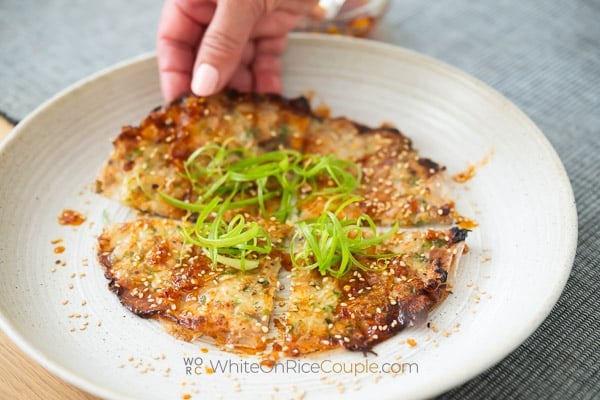 eating rice paper pancake