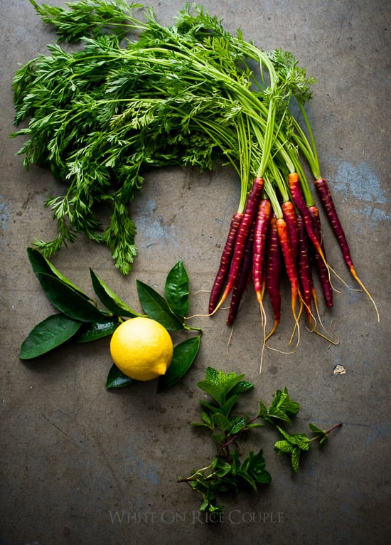 Spring Roasted Carrots Recipe with Mint Lemon Dressing on WhiteOnRiceCouple.com