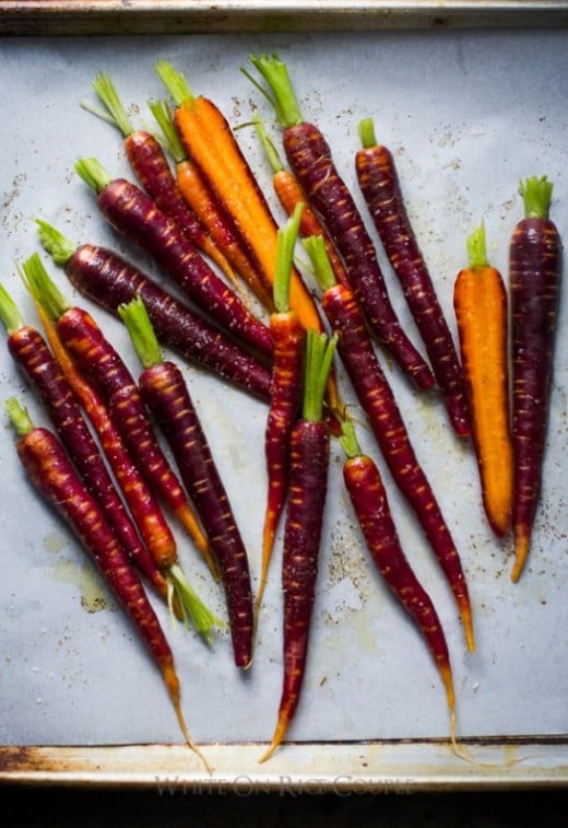 Spring Roasted Carrots on a baking sheet