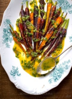 Spring Roasted Carrots w/ Mint Lemon Dressing | @WhiteOnRice
