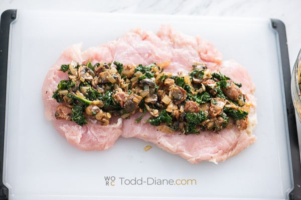 filling added to pounded turkey breast