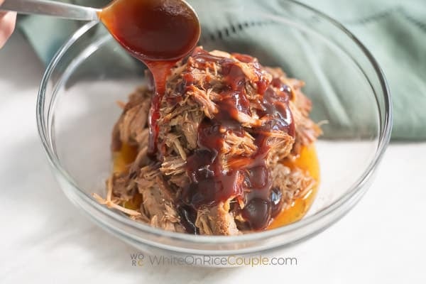 bbq sauce over slow cooker