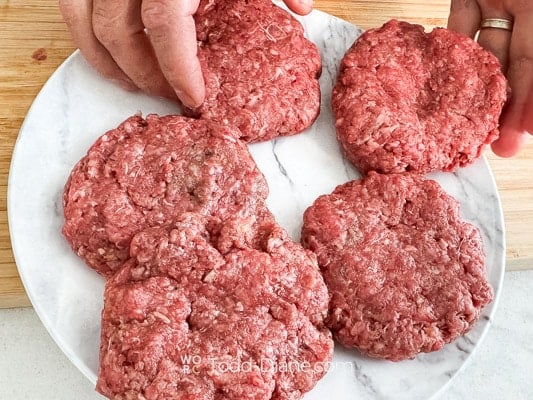 Meat shaped into patties