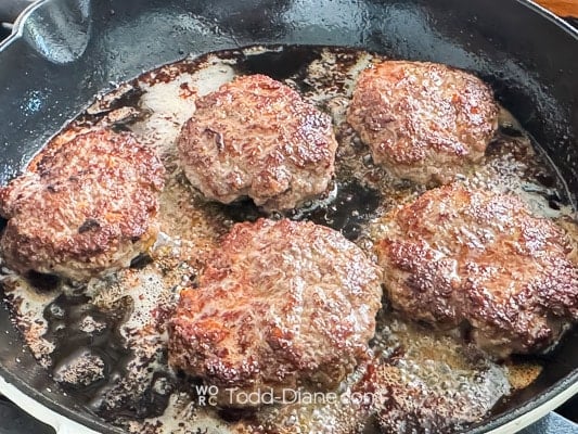 Browned beef patties