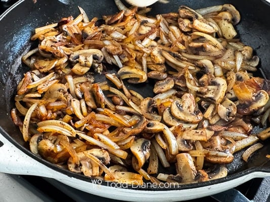 Cooked mushrooms and onions