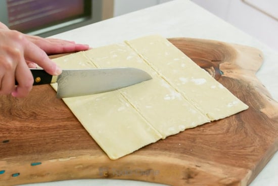 thawing puff pastry dough on board