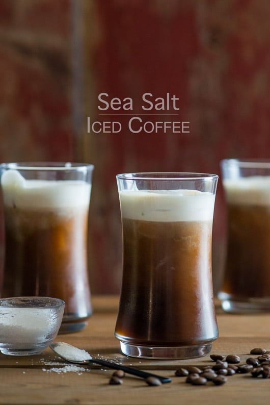 Sea Salt Iced Coffee Recipe with Sea Salt Cream in glasses