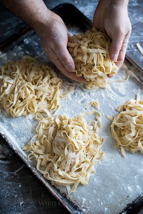 Homemade Pasta with Shrimp Scampi Recipe | @whiteonrice