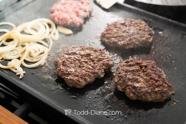 Flipped burger patties