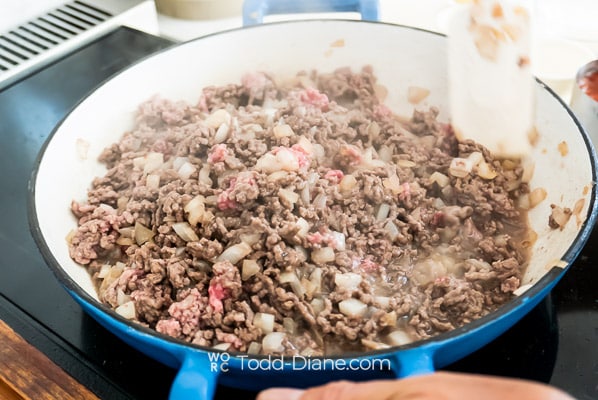 cooking the meat mix