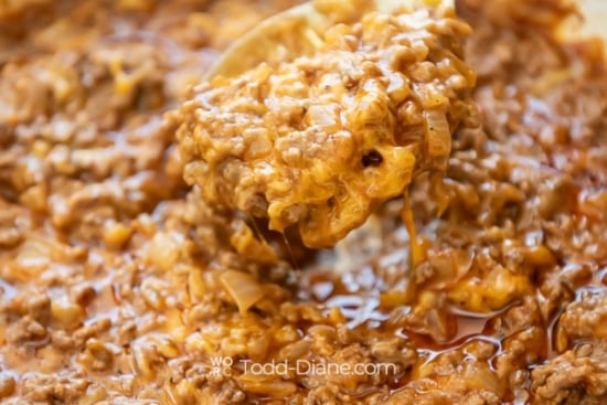 spoon of sloppy joe mix