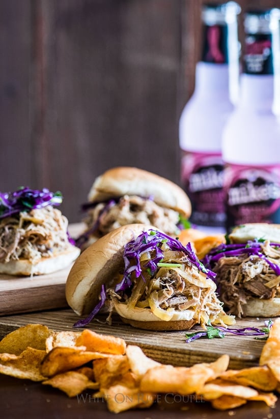 Slow cooker pulled pork recipe with Mike's hard lemonade | @whiteonrice