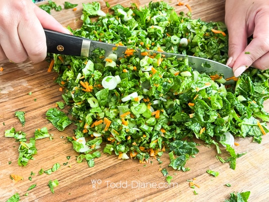 chopping vegetables fine texture