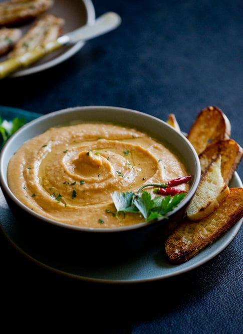 white bean dip in bowl