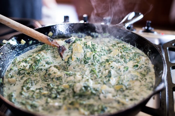stove top Artichoke Spinach Dip | WhiteOnRiceCouple.com