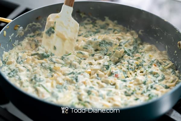 stirring melted dip