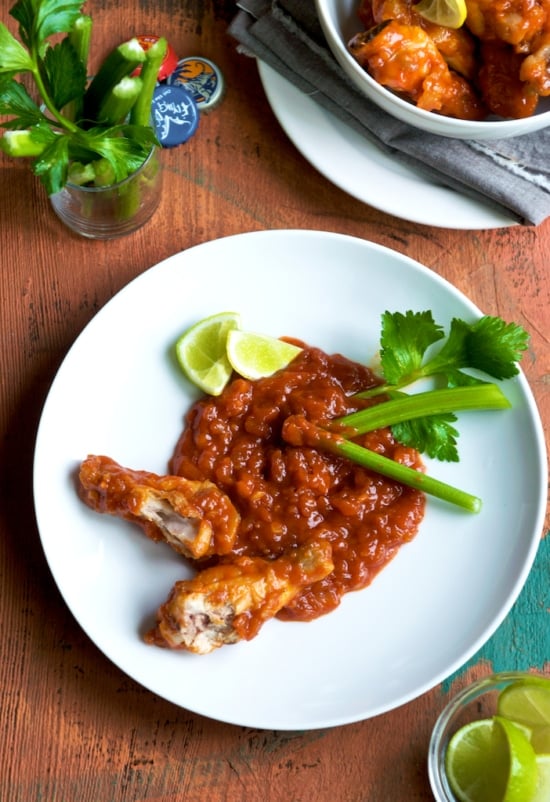 Amazing Sriracha Chicken Wings on a plate