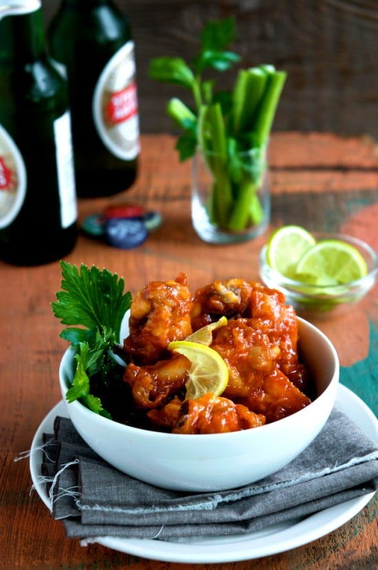 Sriracha Chicken Wings in a bowl