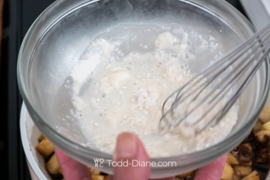 mixing the flour slurry
