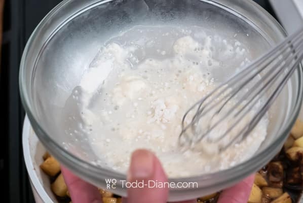 mixing the flour slurry