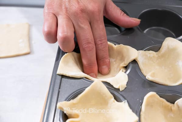 puff pastry added into muffin tins