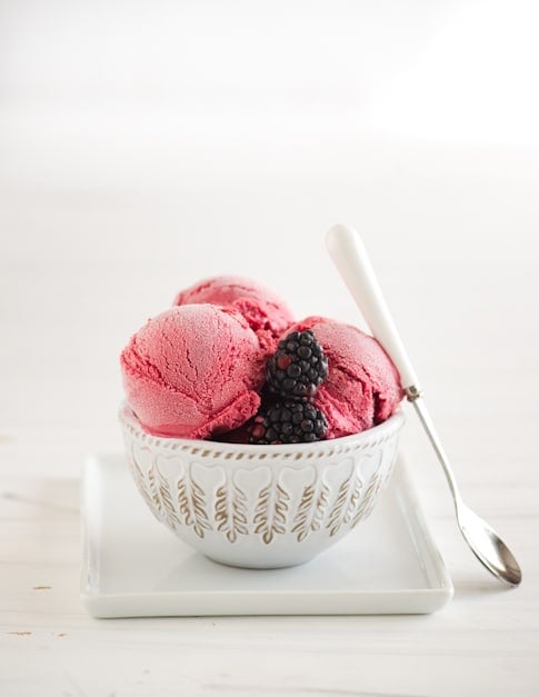 Homemade BlackBerry Ice Cream in a bowl