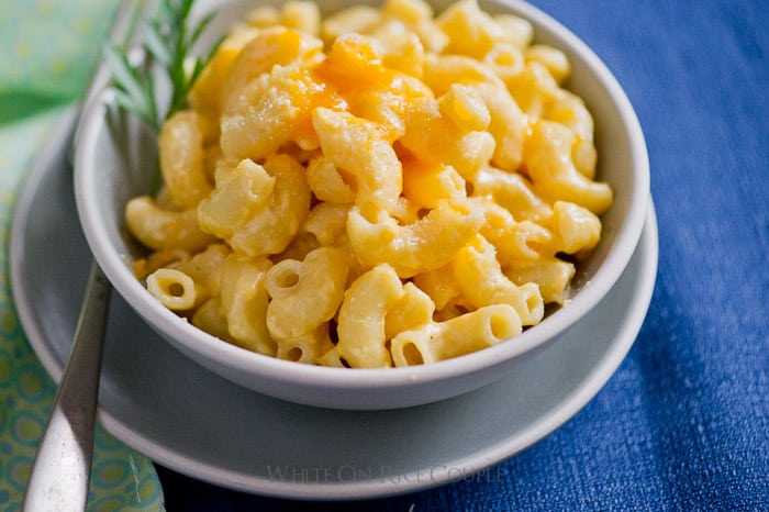 Super easy stove top mac and cheese in a bowl
