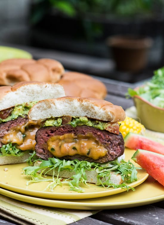 Jalapeño Cheddar Stuffed Burger on a plate