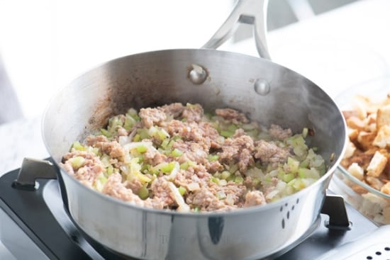 making stuffing for stuffed turkey breast