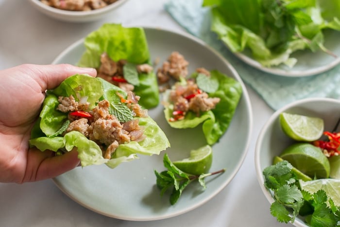 Thai-Style Minced Chicken Lettuce Cups - Once Upon a Chef