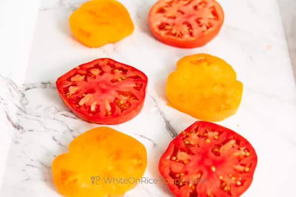 slices of tomato on platter