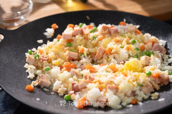 raw egg over fried rice